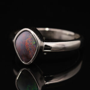 Sterling Silver Blue Green Orange Pink Boulder Opal Ring