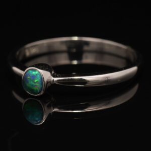 Sterling Silver Blue Green Black Opal Ring