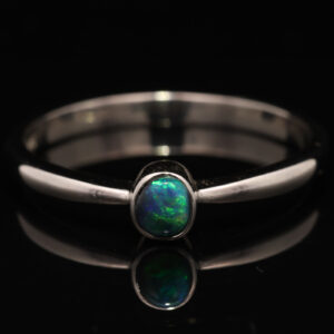 Sterling Silver Blue Green Black Opal Ring