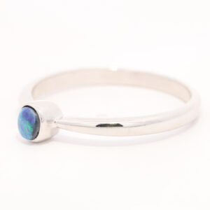 Sterling Silver Blue Green Black Opal Ring