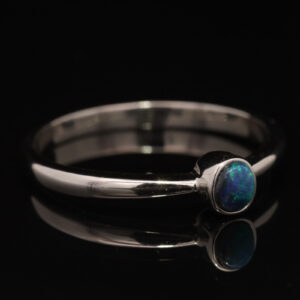 Sterling Silver Blue Green Black Opal Ring