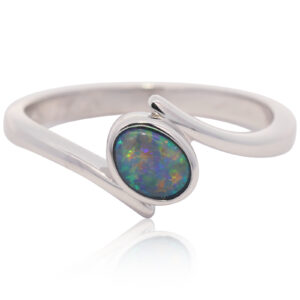 Sterling Silver Blue Green Yellow Orange Red Black Opal Ring