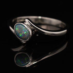 Sterling Silver Blue Green Yellow Orange Red Black Opal Ring