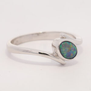 Sterling Silver Blue Green Yellow Orange Red Black Opal Ring