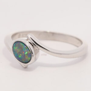 Sterling Silver Blue Green Yellow Orange Red Black Opal Ring