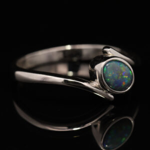 Sterling Silver Blue Green Yellow Orange Red Black Opal Ring