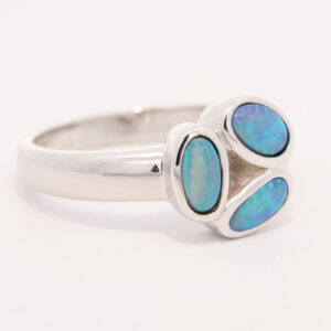 Sterling Silver Blue Green Solid Australian Black Opal Ring