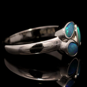 Sterling Silver Blue Green Solid Australian Black Opal Ring