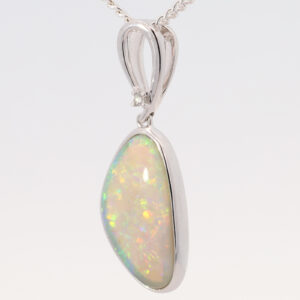 White Gold Blue Green Yellow Orange Crystal Opal Pendant