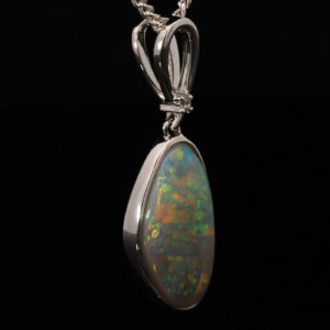 White Gold Blue Green Yellow Orange Crystal Opal Pendant