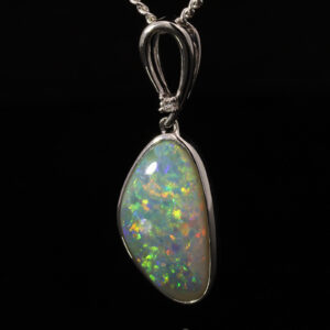 White Gold Blue Green Yellow Orange Crystal Opal Pendant