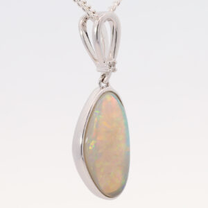 White Gold Blue Green Yellow Orange Crystal Opal Pendant