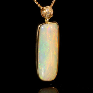 Yellow Gold Blue Green yellow Orange Crystal Opal Pendant