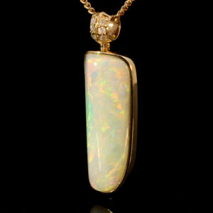 Yellow Gold Blue Green yellow Orange Crystal Opal Pendant