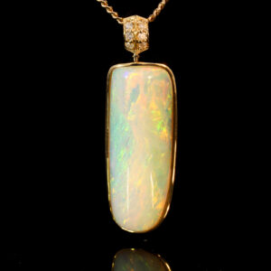 Yellow Gold Blue Green yellow Orange Crystal Opal Pendant