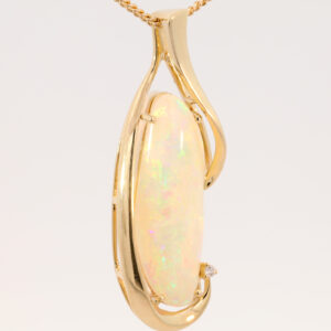 Yellow Gold Blue Green Yellow Orange Red Crystal Opal Pendant