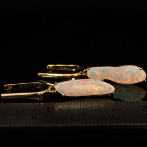 Yellow Gold Blue Green Yellow Orange Pink Solid Australian Crystal Opal Earrings