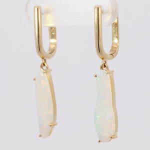 Yellow Gold Blue Green Yellow Orange Pink Solid Australian Crystal Opal Earrings