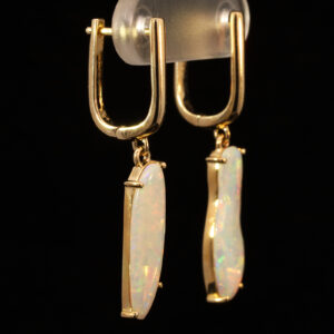 Yellow Gold Blue Green Yellow Orange Pink Solid Australian Crystal Opal Earrings