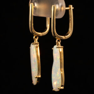 Yellow Gold Blue Green Yellow Orange Pink Solid Australian Crystal Opal Earrings