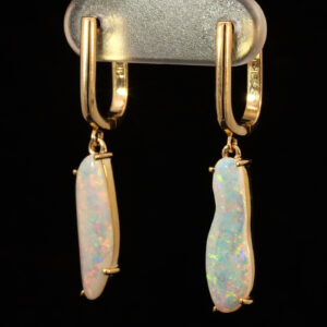 Yellow Gold Blue Green Yellow Orange Pink Solid Australian Crystal Opal Earrings