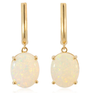 Yellow Gold Blue Green Yellow Orange White Crystal Opal Earrings