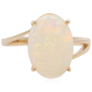 Yellow Gold Blue Green Yellow Orange Solid Australian Crystal Opal Engagement Ring