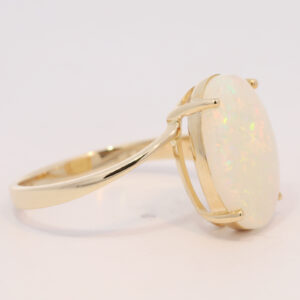 Yellow Gold Blue Green Yellow Orange Solid Australian Crystal Opal Engagement Ring