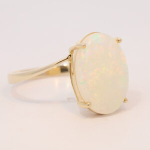 Yellow Gold Blue Green Yellow Orange Solid Australian Crystal Opal Engagement Ring