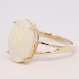 Yellow Gold Blue Green Yellow Orange Solid Australian Crystal Opal Engagement Ring