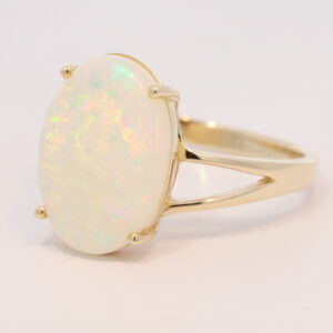 Yellow Gold Blue Green Yellow Orange Solid Australian Crystal Opal Engagement Ring