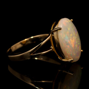 Yellow Gold Blue Green Yellow Orange Solid Australian Crystal Opal Engagement Ring