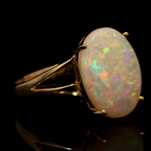 Yellow Gold Blue Green Yellow Orange Solid Australian Crystal Opal Engagement Ring