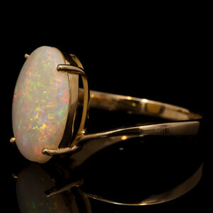 Yellow Gold Blue Green Yellow Orange Solid Australian Crystal Opal Engagement Ring