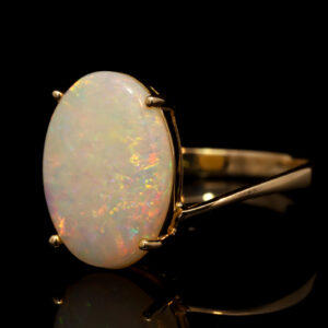 Yellow Gold Blue Green Yellow Orange Solid Australian Crystal Opal Engagement Ring