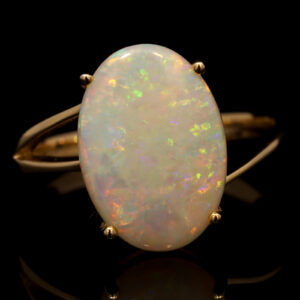 Yellow Gold Blue Green Yellow Orange Solid Australian Crystal Opal Engagement Ring