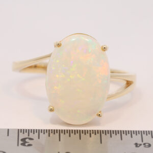 Yellow Gold Blue Green Yellow Orange Solid Australian Crystal Opal Engagement Ring