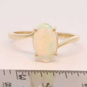 Yellow Gold Blue Green Yellow Orange Solid Australian Crystal Opal Engagement Ring