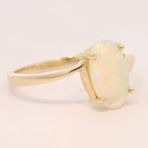 Yellow Gold Blue Green Yellow Orange Solid Australian Crystal Opal Engagement Ring