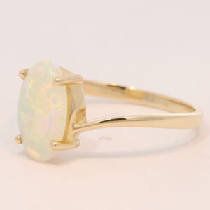 Yellow Gold Blue Green Yellow Orange Solid Australian Crystal Opal Engagement Ring