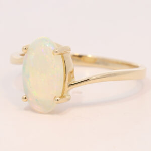 Yellow Gold Blue Green Yellow Orange Solid Australian Crystal Opal Engagement Ring