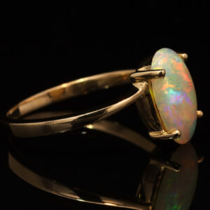 Yellow Gold Blue Green Yellow Orange Solid Australian Crystal Opal Engagement Ring