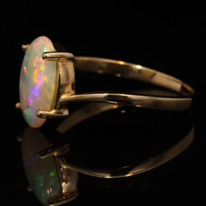 Yellow Gold Blue Green Yellow Orange Solid Australian Crystal Opal Engagement Ring