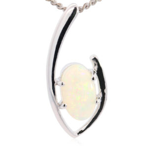 White Gold Blue Green Yellow Orange Crystal Opal Pendant