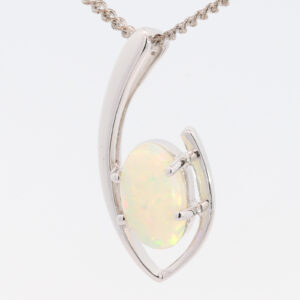 White Gold Blue Green Yellow Orange Crystal Opal Pendant