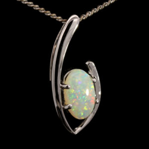 White Gold Blue Green Yellow Orange Crystal Opal Pendant