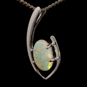 White Gold Blue Green Yellow Orange Crystal Opal Pendant