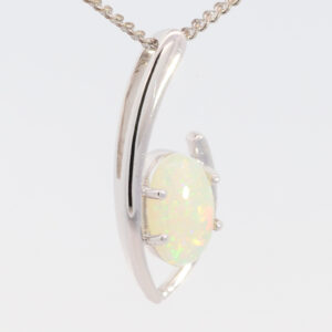 White Gold Blue Green Yellow Orange Crystal Opal Pendant