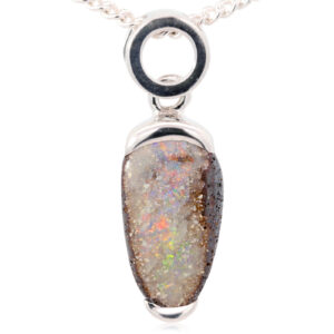 Sterling Silver Blue Green yellow orange Boulder Opal Pendant