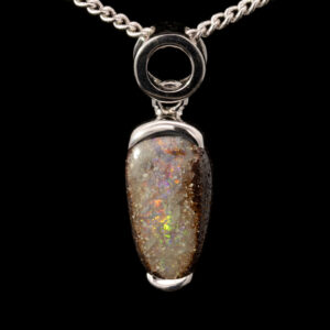 Sterling Silver Blue Green yellow orange Boulder Opal Pendant